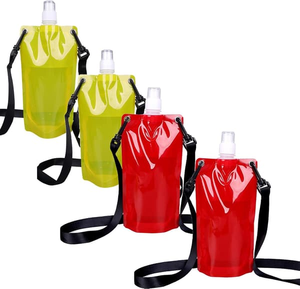Sammenleggbare vannflaskeposer, 650 ml, 4-pakning