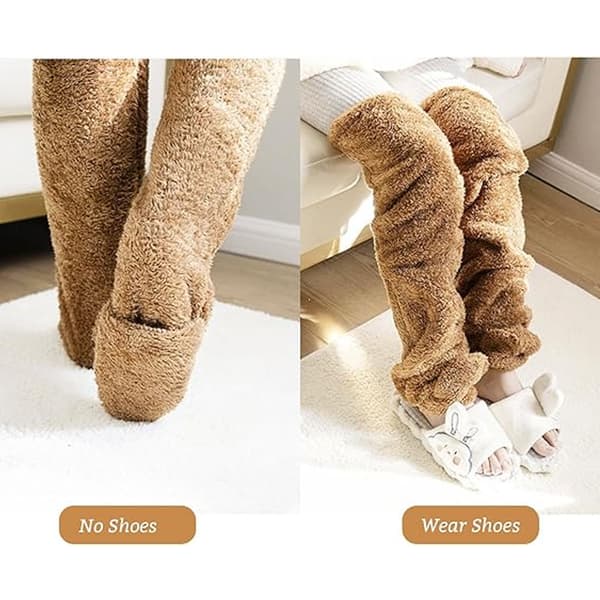Strømper, dame fleece strømper - Brun Brown