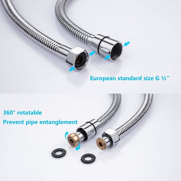 3m Rustfrit Brusehovedslange Anti-Twist, Brusehovedslange Standard G 1/2 Universal Forbindelse, Badeværelsestilbehør Ad