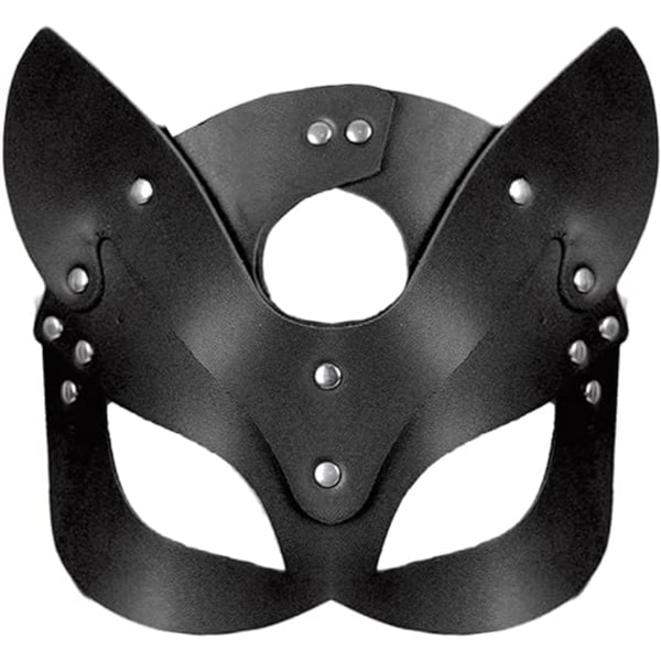Kvinner Leather Cat Mask Mask for kvinner Sexy Half Face Eyemask Vene