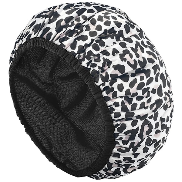 (Leopard) Badehætte, Ekstra Stor Triple Layer Badehætte med Tør Hårfuktion til Kvinder Mikrofibe