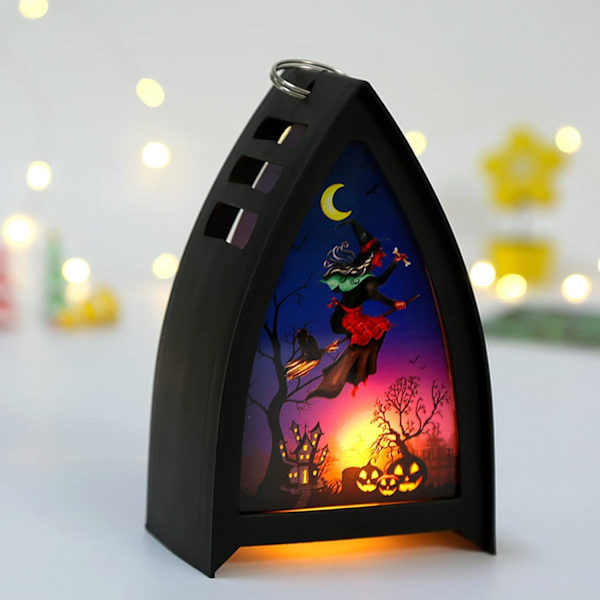 3 st Halloween-lyktor, triangulär skräckatmosfär bärbara LED-lampor för sovrumsträdgårdsträdkarneval
