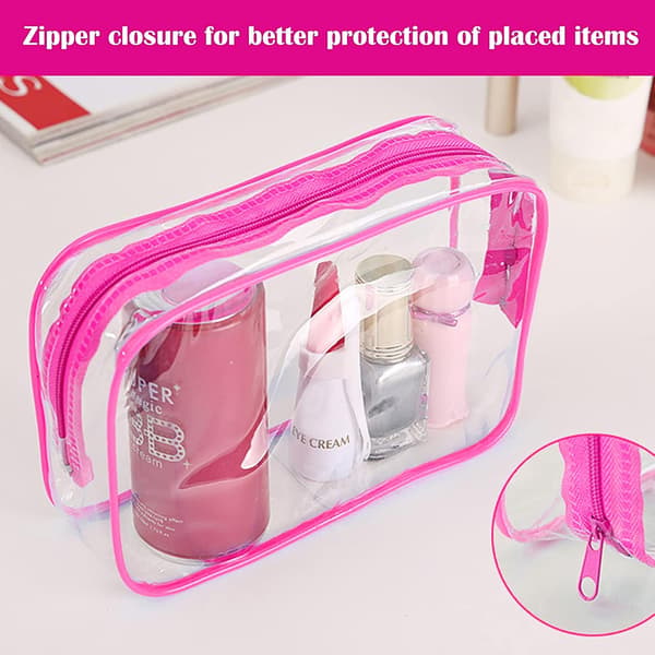 Röd 2-pack transparenta resetoalettväskor, vattentäta toalettväskor, transparenta PVC-sminkväskor, toalettväska