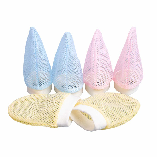 Paket med 6 baby mesh-handskar i spandex, inga klöshandskar för unisex (3 färger)
