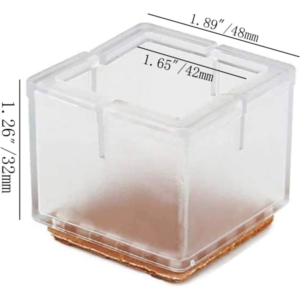16 st möbeldynor, 42-48 mm fyrkantiga silikonmöbeltassar