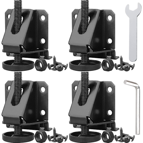 (Heavy Duty Furniture Levelers Black 4Pcs) Justerbar Bordben Nivåjusterare w/Låsmuttrar för Fu