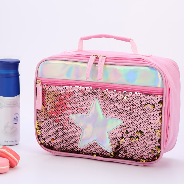 Frokostbokspose til piger, Sequinisoleret taske, Børns Sequin Flip Color Chan