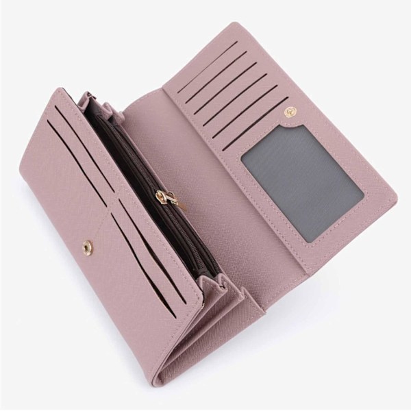 Punainen naisten pitkä lompakko pehmeästä nahasta Bifold Clutch Zipper Wallet Large Capacity Money Clip kortinhaltija