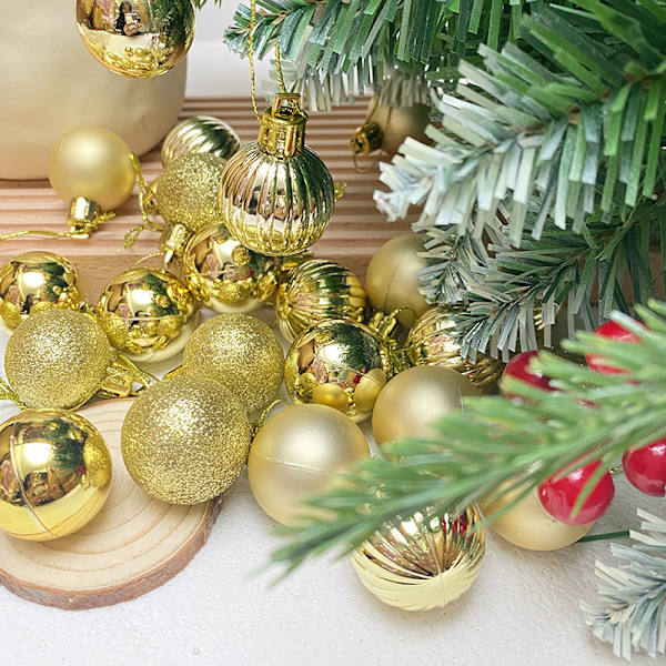 Gull julekule, 24 stk gull julekule juletreballdekorasjoner Xmas Shatt