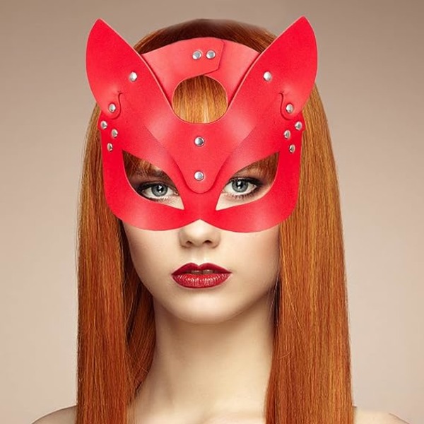 Kvinder Cat Mask Læder Maske til Kvinder Sexet Half Face Eyemask Vene