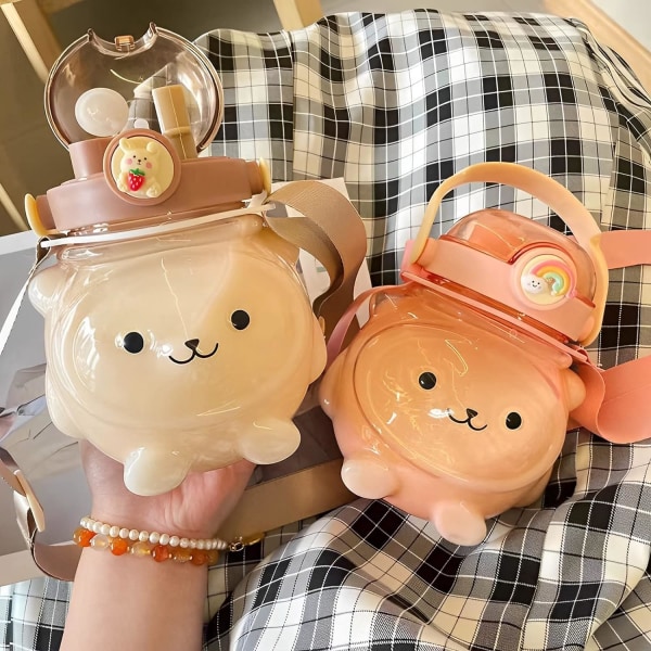 Barnevannflaske Kawaii vannflaske med sugerør 1000ML BP