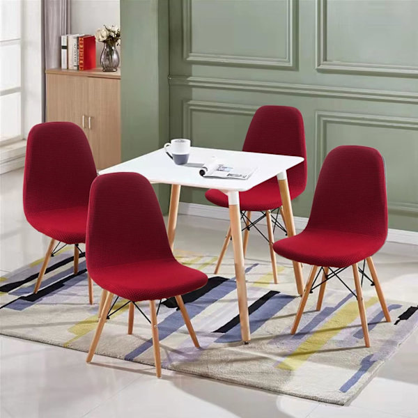 Skandinaviska Stolsöverdrag Set om 4, Skandinaviska Stretch Matstolsöverdrag, Jacquard Elastiskt Stolsöverdrag Universal