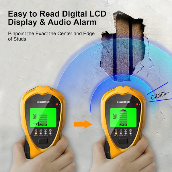 Veggdetektor 4 i 1 Vegg Metalldetektor med LCD-skjerm Stud Finder, Detektor for å oppdage metaller, elektriske ledninger, W