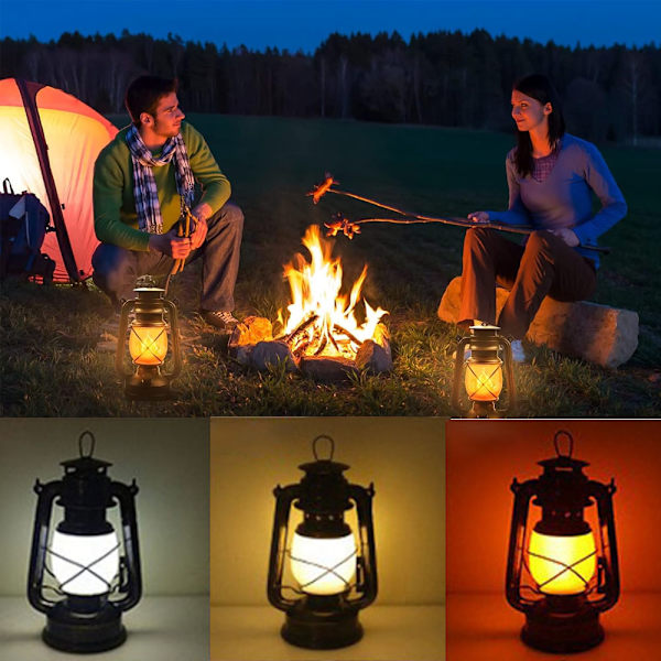2 kpl Vintage Puutarha Lyhty, ulko LED-lyhty Three-color light
