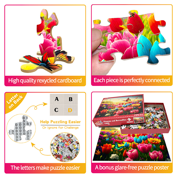 Puzzle-Plane palapeli 1000 palaa - Kukkaset ja perhoset A