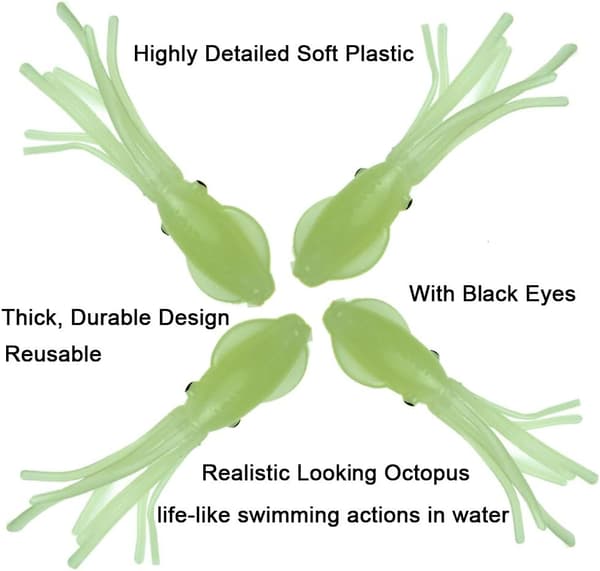 Luminous Soft Lures - 7,5 cm - 4 g - Plastfiskedrag - Bläckfisk