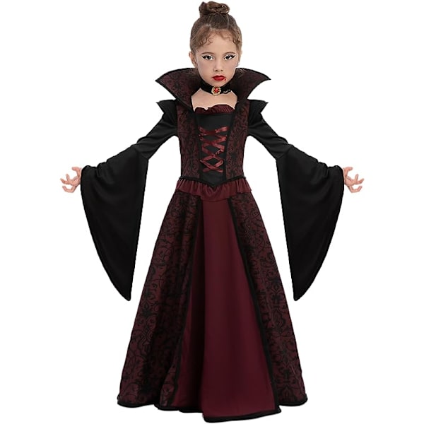 Medeltida 8-10 år Kostym Kunglig vampyrkostymset för flicka