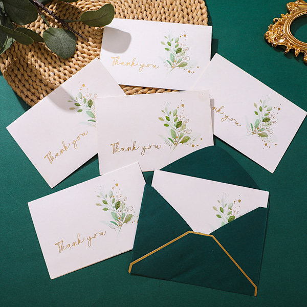 6 Pcs Heavy Duty Green Thank You Cards Thank You Cards Wedding Thank You Cards Multipack with Envelo