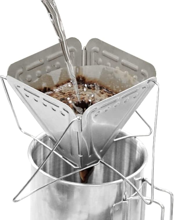 Foldbar kaffefilter til 3-5 personer, genanvendelig rustfrit stål C