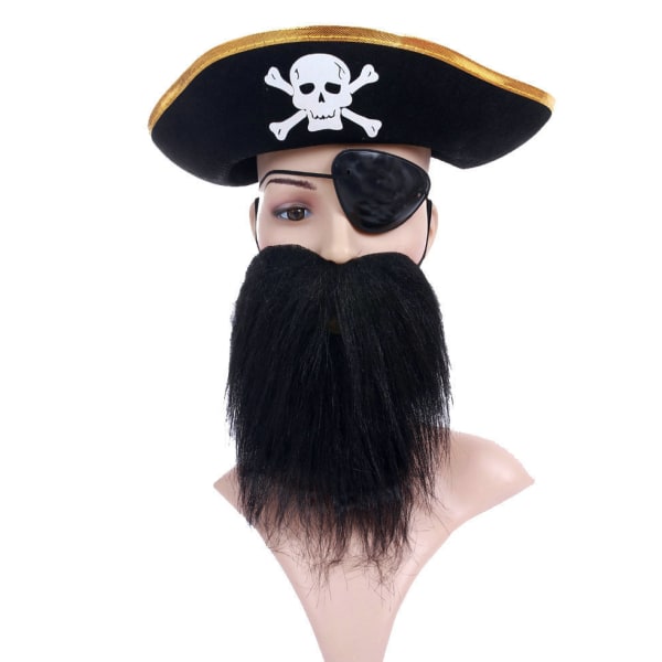 Pirate Eye Patch skæghat - Sort | Middelalderlige samleobjekter