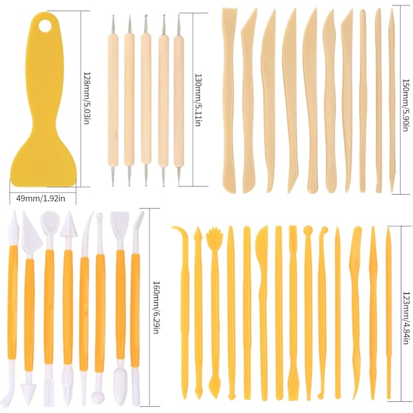 39 stk. leireverktøy for skulpturering, polymerleireverktøy, treskjæringsverktøy, leire