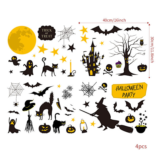 Tarra Halloween-koriste Deko DIY Ikkunatarrale Lasinen Vinyyli Ovi Kurpitsa Hämähäkki Lepakko Seinä