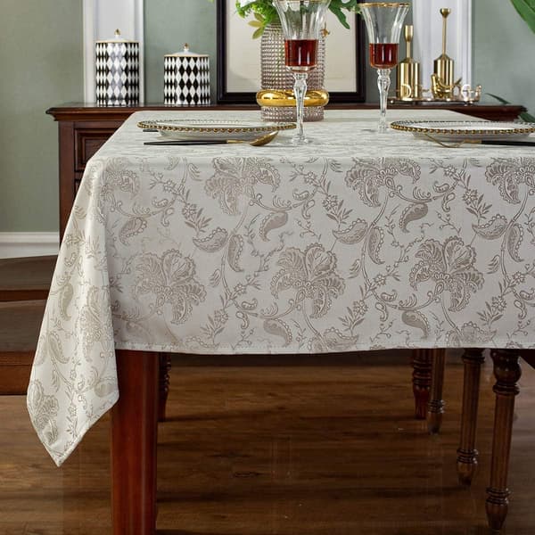 (Sandy, Rektangulær/Aflang, 130 x 180 CM (4-6 Sæder)) Jacquard Dug Floral Damask Dug Sp