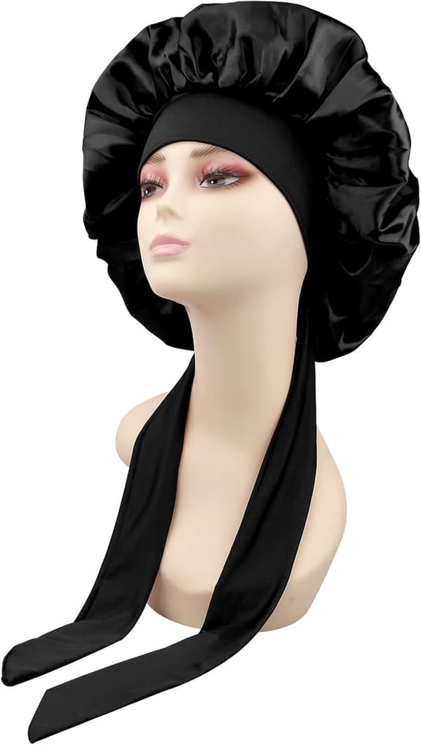 Satin Hår Bonnet Natt, Satin Sovmössa, Justerbar Duschmössa