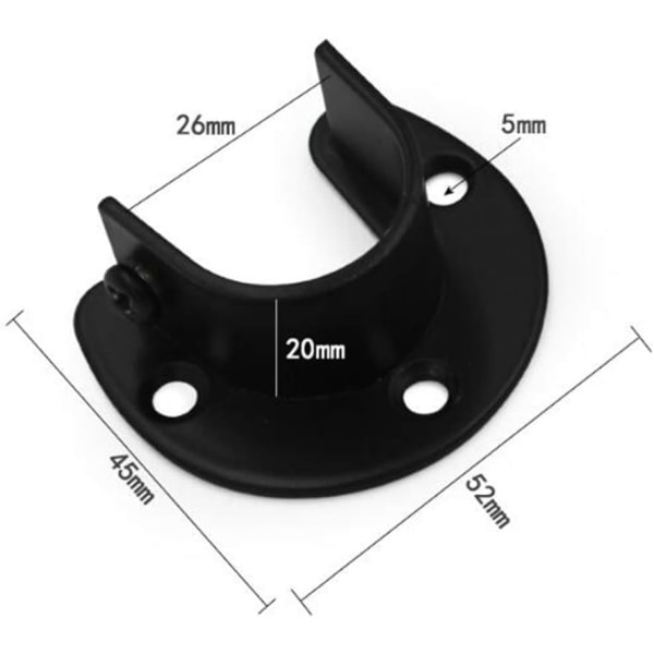 2 stk. Veggmonterte Klesstangbraketter, Gardinstangbrakett, Dusjgardinstang Sokkel for 1\" Diameter Klesstang K