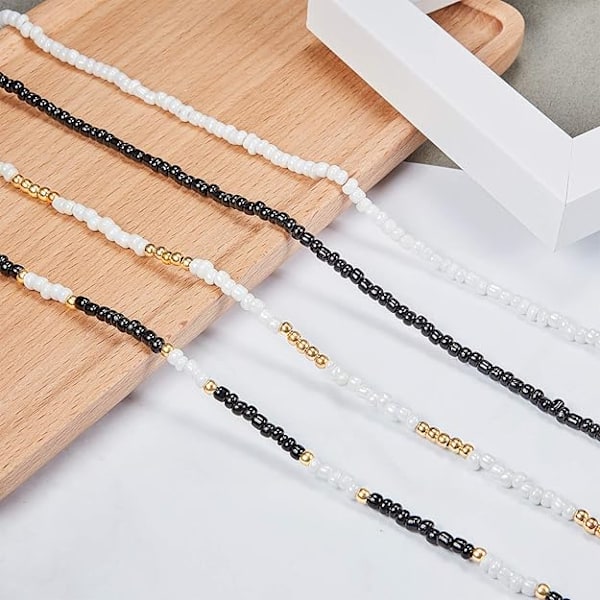 Perlehalskæde Små Perler Choker Boho Farverig Regnbue Choker Kæde Smykker til Kvinder og Piger, Justerbar 30-40 cm