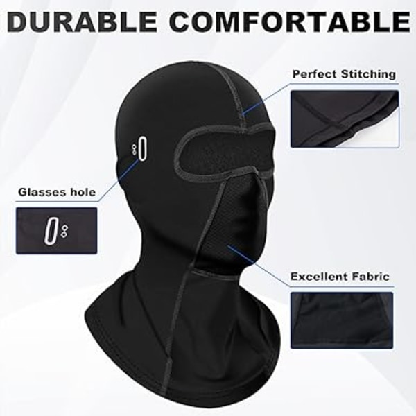 (Sort) Balaclava til Kvinder og Mænd, Multifunktionel Koldvejr Maske O A