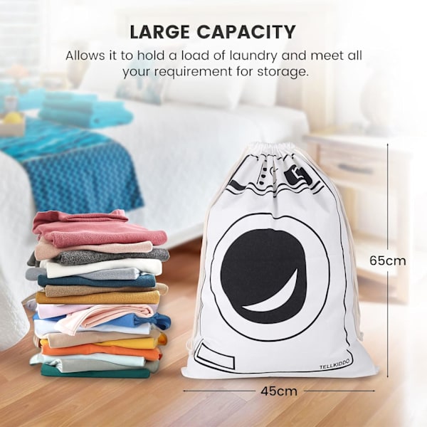 65x45cm Ultra Stor Kleskurv/Vaskesekk med Foldbar Design N