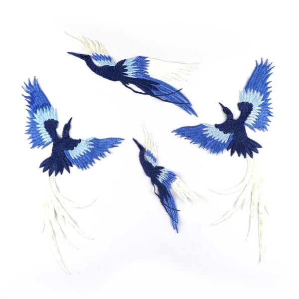 Sæt med 4 Stryge-på-tøj klistermærker med Phoenix Bird Hage