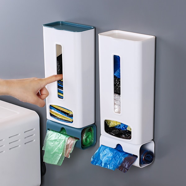 Blå Klæbende Væghængt Plastikpose Organizer, Dispenser X