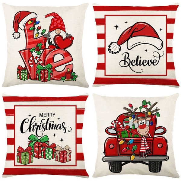Jul Kuddeöverdrag 45x45 Set om 4 (Stil 11)