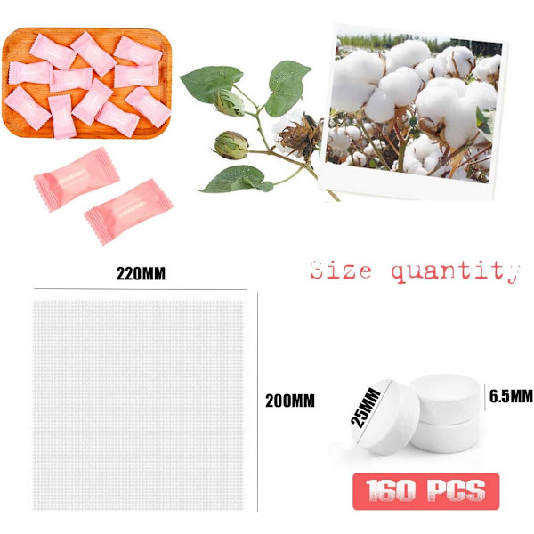 160 st Magic Kompresserade Handdukar, Engångs Magic Handduk Non-Woven
