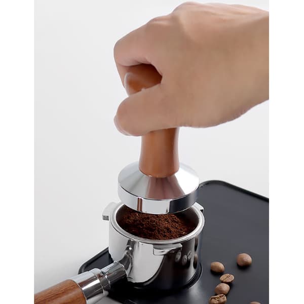 Mørkebrun kaffepresser i rustfritt stål i A-form