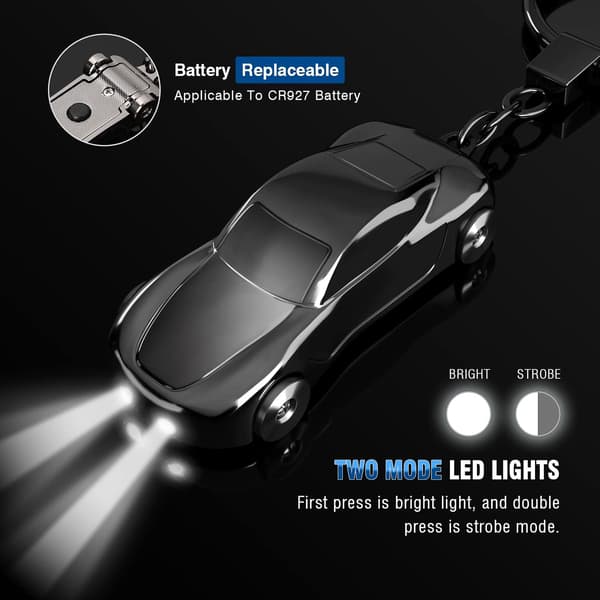 Luova avaimenperä auton avaimenperä taskulamppu 2 tilalla LED-valoilla (musta)