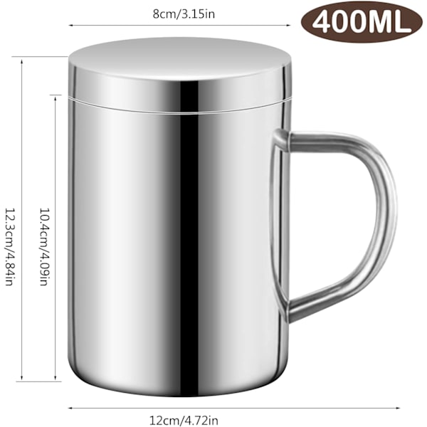 Rostfria espressokoppar - Dubbelväggig isolerad mugg för kaffe