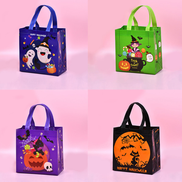 8-pack Trick or Treat-godispåsar Halloween non-woven-påsar Pumpapåsar burk