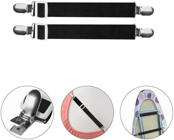 4 stk. - Sengetøystropper Suspenders Elastiske Sengetøystropper for Madrassdeksler Sofa Duk