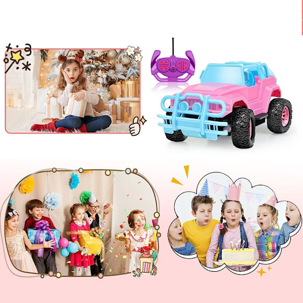 Radiostyrd Bil RC Racing Bilar, 1:18 Skala Radiostyrd Monstertruck, 2.4Ghz LED Ljus Off-Road Rc Bilar (Pink)