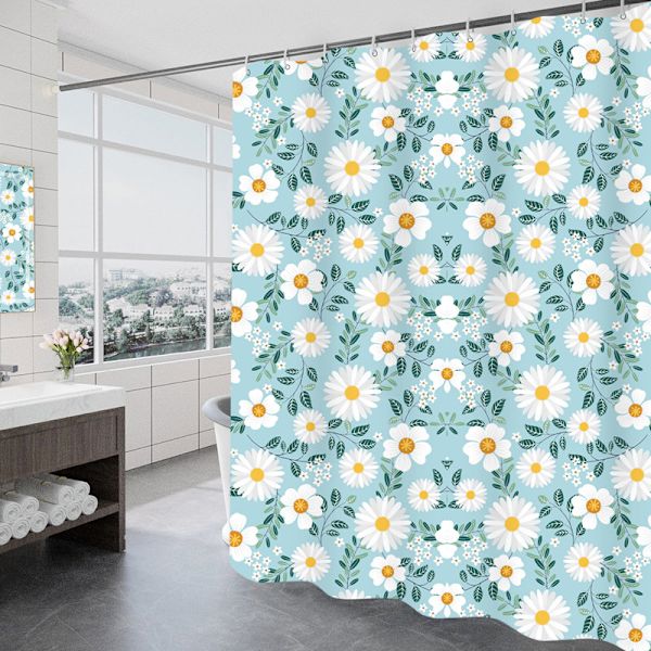180 x 200 cm Hurtigtørrende Bruseforhæng med 12 Kroge（9）, Bruseforhæng