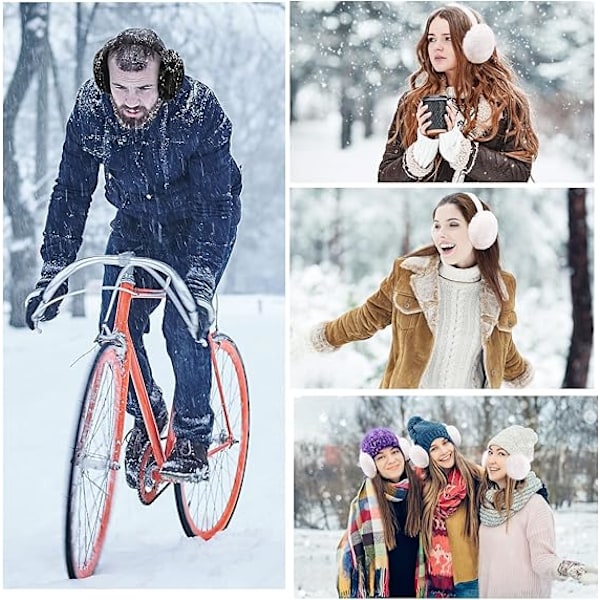2 par Termiska Öronmuffar för Kvinnor, Svart+Vit, Vinter Öronmuffar för Kvinnor Utomhus A