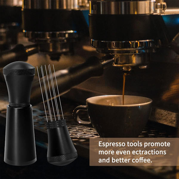 7 nålar 0,4 mm espressokaffeomrörare med hållare, aluminium allt