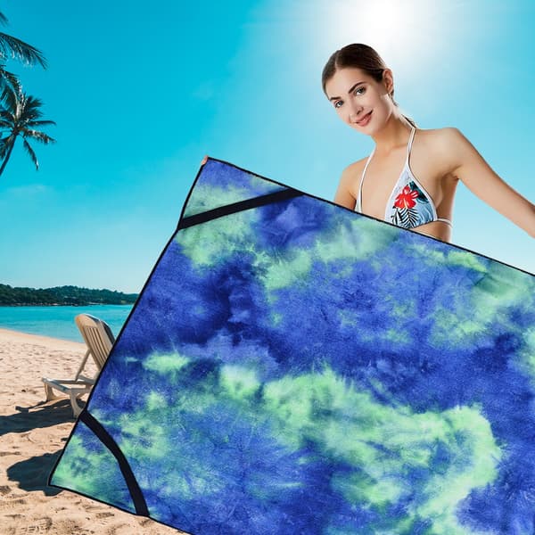 Mikrofiber Strandstolöverdrag med Förvaringsfickor （A)