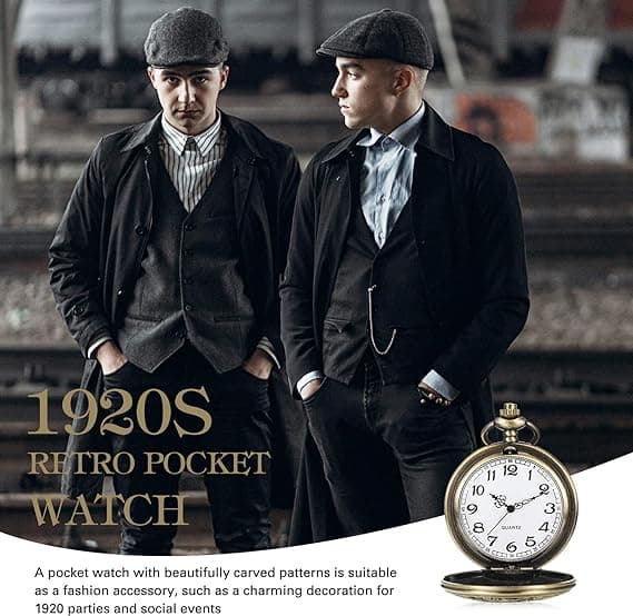 Vintage-taskukello, sileä kvartsi-taskukello ketjulla, numerotaskukello, antiikki