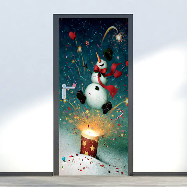 77 x 200 cm dörrklistermärke（E）3D dörrklistermärke jultomten Giv