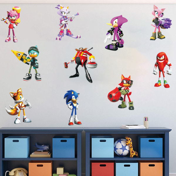 2 pakke til Sonic the Hedgehog Game Wall Sticker Peel and Stick Wa