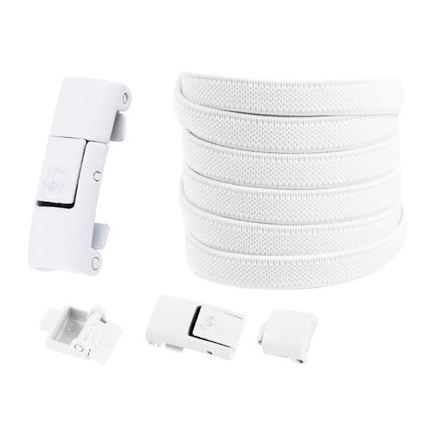 Shoelaces Buckle Lock Elastic White,No Tie Shoelaces with Metal Buckles,Apply Lazy Laces B